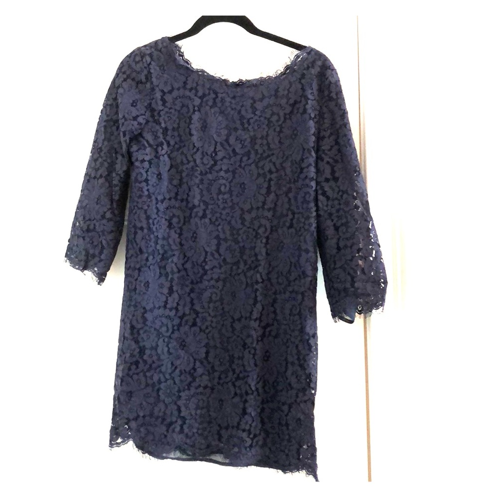 Joie sling sleeve navy lace shift dress.